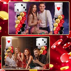 Kasyat 2 Set Casino Balloon Column Stand Kit Adjustable Red Black Gold Dice P…