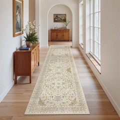 Madane Runner Rug 2×8, Washable Hallway 2′ x 8′ (Runner), Beige/Blue