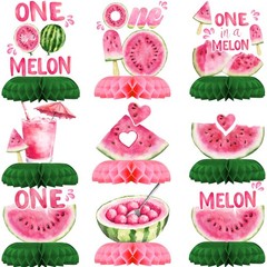One In A Melon Birthday Table Centerpieces Watermelon Party Decor 9 PCS