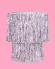 Iridescent Silver Foil Fringe Tinsel Chandelier 16 Inch Bachelorette