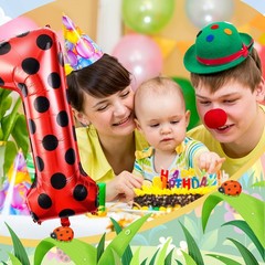 40 Inch Ladybug Large Number 1 Balloon 40 Inch Decorations Supplies Black Red…