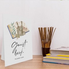 OXEDP Boho Baby Shower Guest Book Sign 8×11″ w/ Stand Table Decor