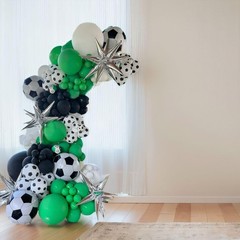 Green Black White Balloon Garland Kit, Latex Balloon Arch Kit with 4D Soccer …