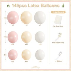 Light Pink Balloon Garland Arch Kit,145pcs Mexicanos Pink Sand White Beige Ba…