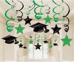 Amscan Hanging Foil Swirl Mega Value Pack Decoration, One Size, Green