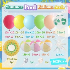 Summer Pool Party Decorations, Tropical 162pcs Pastel Colorful Balloons with …