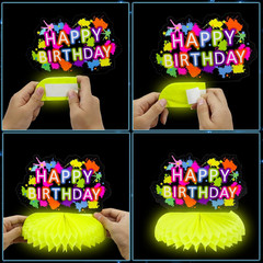 10 Pieces Glow in the Dark Party Table Decorations, Neon Table Honeycomb Centerp