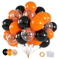 60pcs Black and Orange Balloons, 12inch Orange and Black Confetti Black Orange