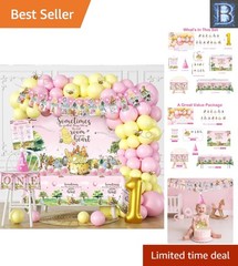107pcs Classic Bear Birthday Decorations Set – Perfect for 1st Girl Birthday