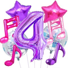 Kpop Decorations – Music Note Balloons Purple 40inch Number 4 Balloon Disco B