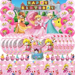 Princess Peach Toadstool Party Supplies Birthday Set Plates Balloons Banner