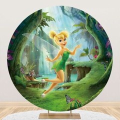 Round Tinkerbell Backdrop Girls Birthday Party Fairy Flower Photo Background