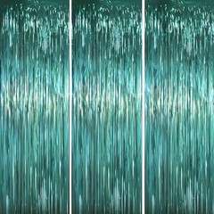 .x 6.6 ft Foil Fringe Backdrop Curtains, Tinsel Streamers Party 3 Retro Green