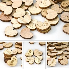 400 PCS Rustic Wooden Love Heart Wedding Table Scatter Confetti Decoration