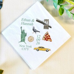Custom NYC Wedding Napkins Statue of Liberty Cocktail Favors SATTNA0682