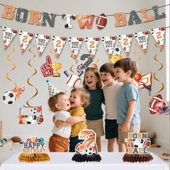 Born 2 Decorations – 13 Pcs Basketball Rugby Football Baseball Party Banner S…