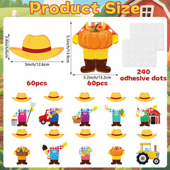 60Pcs Farm Theme Cutouts Farmer with Straw Hat Bulletin Board Decorations Farmer
