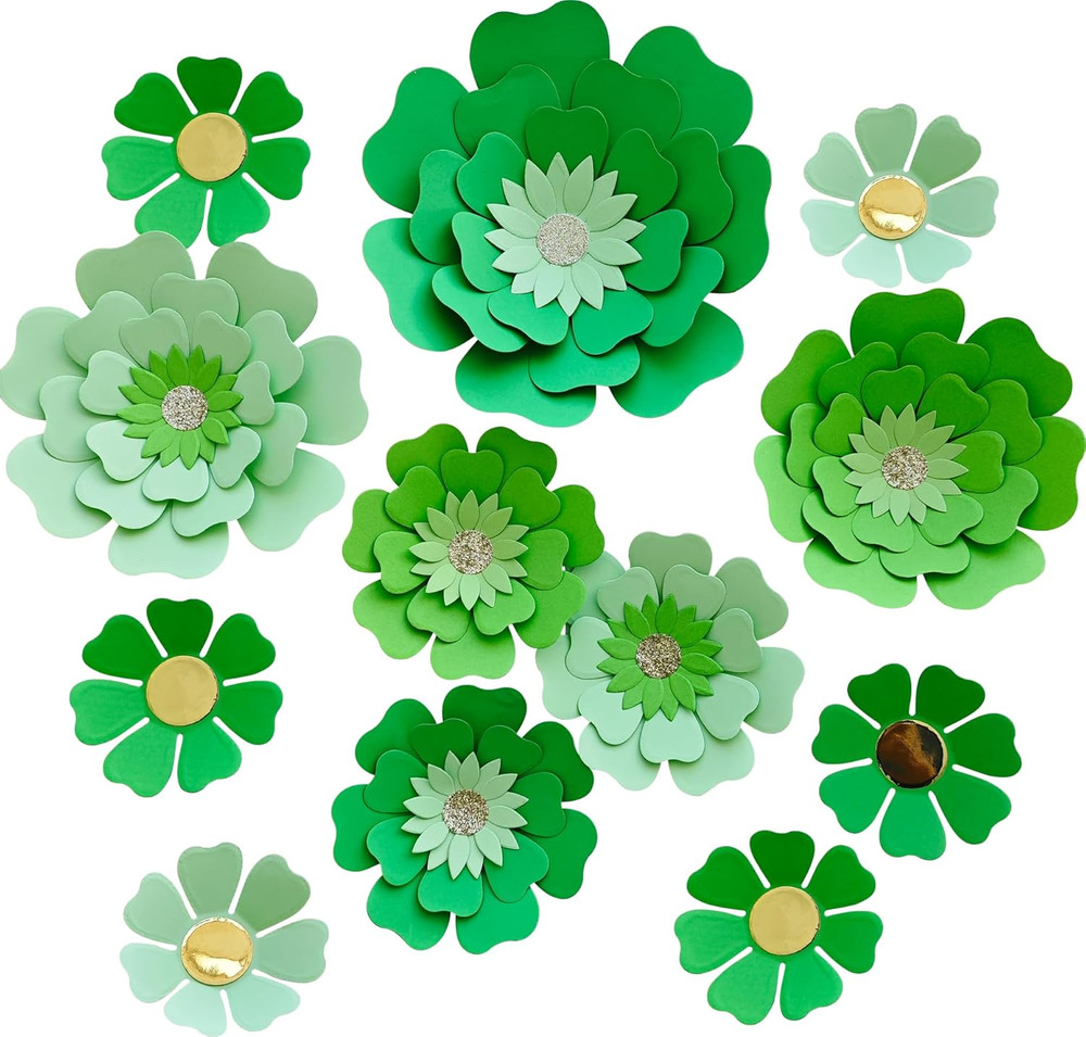 Green Paper Flowers Decorations for Wall Green Wedding Birthday Spring Party Dec