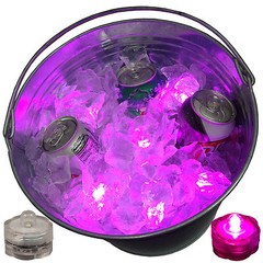 WOW Sick Rave Beer Ice Bucket Bright Glow LED Lights Submersible Party 12 Pink
