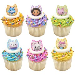 DreamWorks Gabby’s Dollhouse Rings, 72 Cupcake Decorations Featuring Gabby, P…