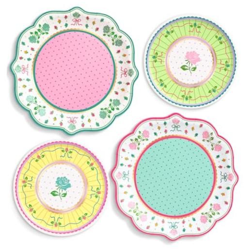 Tea Party Plates – 32pk, 16 9″ + 16 7″ | Garden Party, Birthday Decorations,