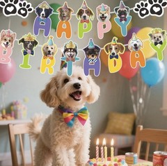 Dog birthday party decorations Dog birthday hat dog birthday banner, bandana