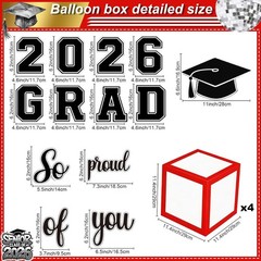2026 Graduation Decorations Class of 2026 Red and Black Balloons Arch kit with B