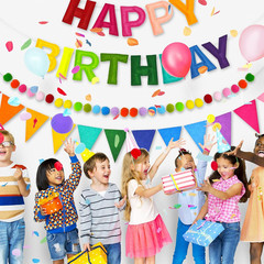 Pre Strung Rainbow Happy Birthday Banner Set 3D Felt Garland Bunting Decor Kit