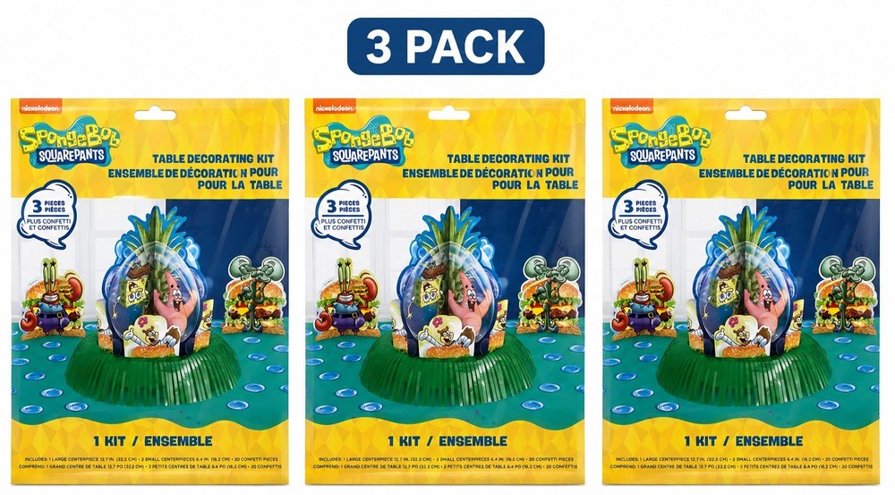 3 Pack Sponge Bob Squarepants Table Decorating Kits