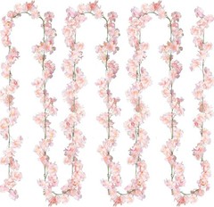 Cherry Blossom Garland Artificial Cherry Flower Vines 2 Pack Hanging Silk