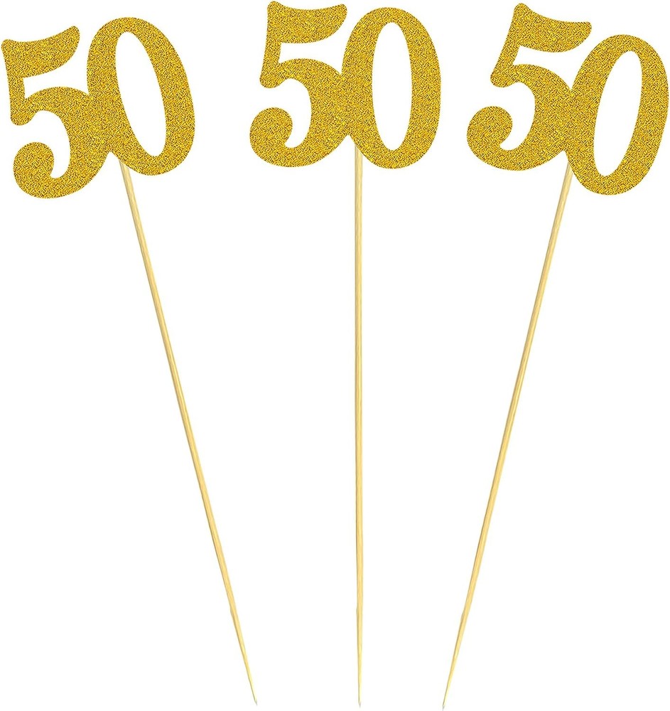 12PCS 50Th Birthday Centerpiece Sticks Glitter Number 50 Table Centerpieces Flow