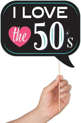 50s Photo Booth Props – 41-pc Photo Booth Kit with 8 x 10-Inch Sign, 60 Adhesive