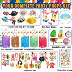 Bulk Summer Hawaiian Photo Booth Props, Luau Photo Props, Funny Hawaiian Sung…