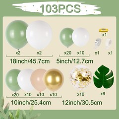 Sage Green Baby Shower Decorations 125PCS Green Balloon Arch Kit, Balloon Box…