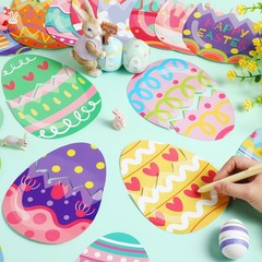 48 Pcs Easter Egg Cutouts Spring Theme Paper Cuts Bulletin Board Decoration