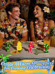 Hawaiian Party Decorations Lights – 4 Shapes Flamingo Cacti Pineapple Palm Tree