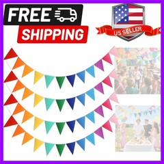 4 Strings 48PCS Rainbow Pennant Banner Flags- Colorful Triangle Felt Banner K…