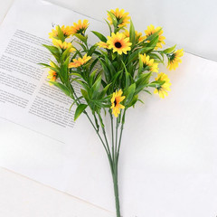 15 Head Yellow Artificial Sunflowers with Flexible Stems for Home Decor