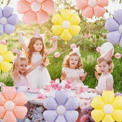 16 Pieces Daisy Foil Balloons – 4 Colors 21 & 12 Inches Boho Flower Mylar Bal…