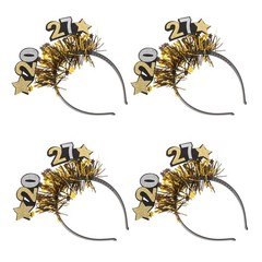 4Pcs Reusable 2027 New Year Headbands Party Tiara Headpieces with Star Design