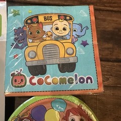 Cocomelon Backdrop W/ Photo Props Napkins Plates Kids Birthday Decorations Lot
