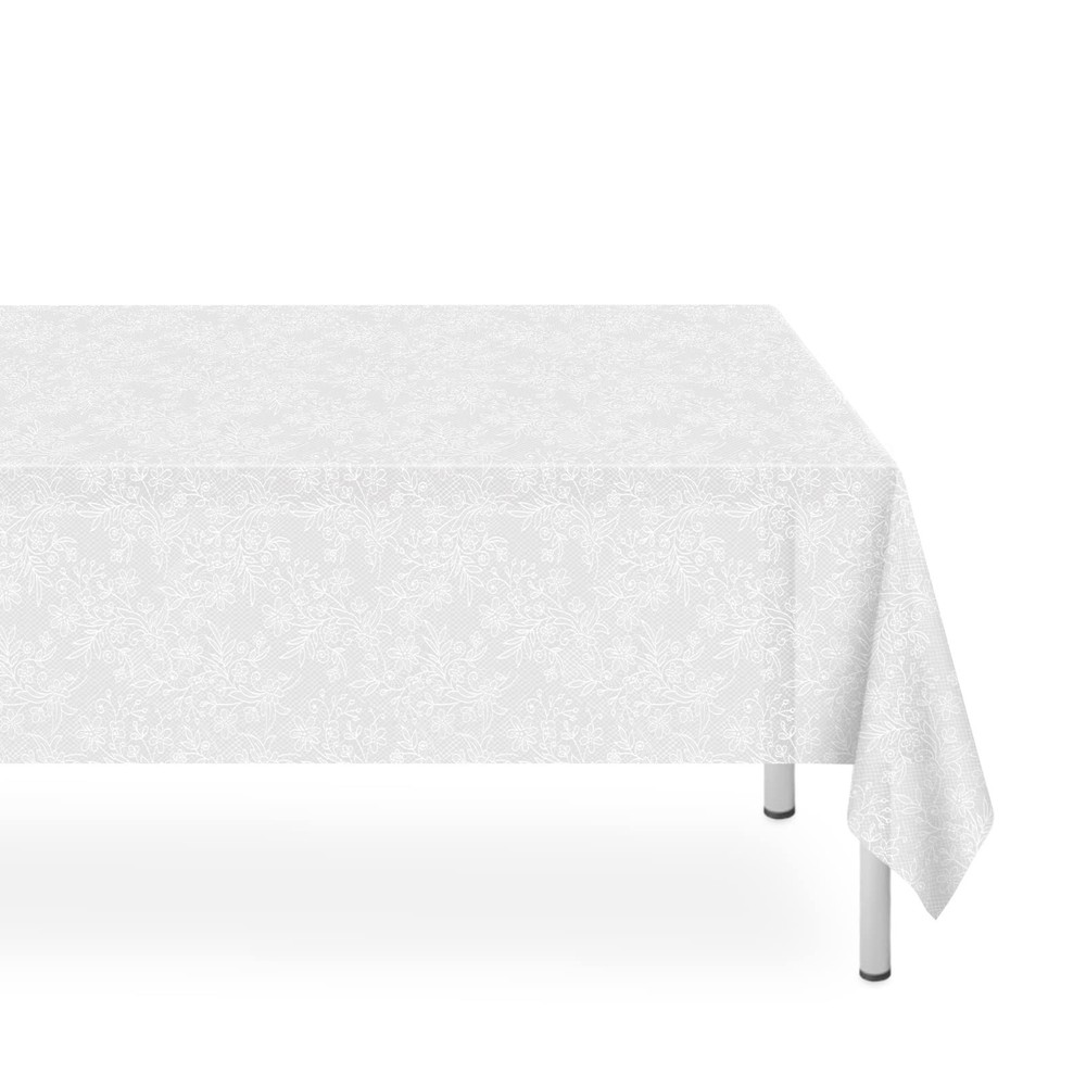12 Pack Plastic Lace Tablecloth, White Plastic Table Cloths for Parties Dispo…