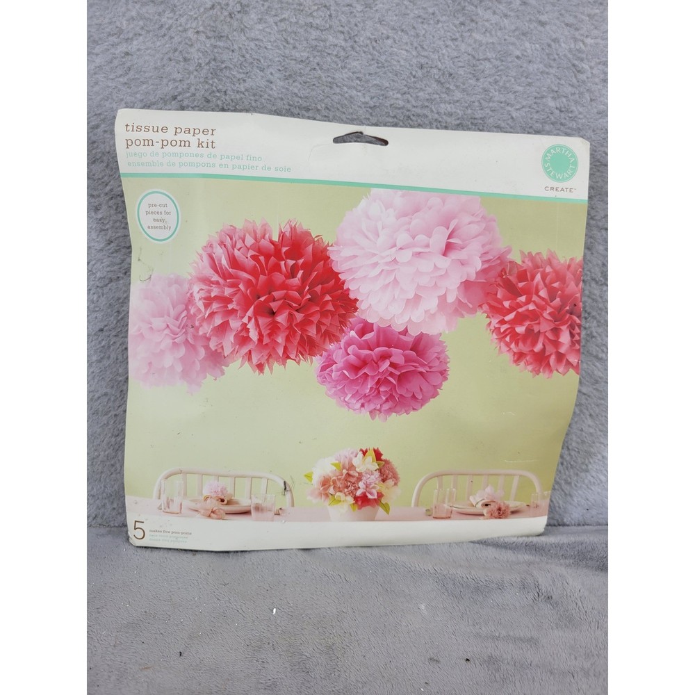 Martha Stewart Tissue Paper Pom Pom Kit Pink Red Party Decoration Craft