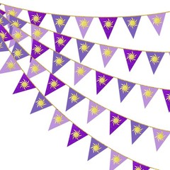30Ft Purple Sun Party Decorations Purple Pennant Banner Flag Hanging Paper Tr…