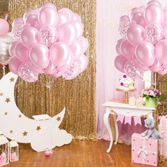 Pink Balloon and Silver Confetti Balloon for Birthday Baby Shower Wedding Gra…