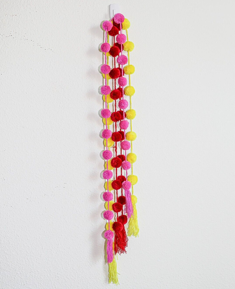 Mexican Handmade Colorful PomPoms Decorative Garland Home Party Festive Decor