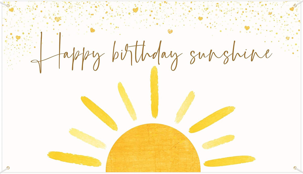 Boho Sun Happy Birthday Sunshine Backdrop Banner First Trip around the Sun Wall
