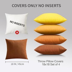 18×18 Inches Yellow Series Pillow Covers for Livingroom and Bedroom, Solid Ve…