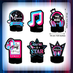6 Pcs Music Birthday Party Decorations, Kpop Honeycomb Centerpieces, Karaoke Dis
