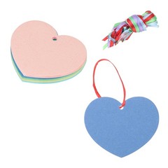 150PCS Heart Paper Cutouts 3 Inch with 150PCS Ribbon, Blue Green Pink